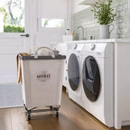 Seville Classics Panier à Linge Commercial Robuste Toile Grise : Panier à Linge Portable avec Roues et Poignées Intégrées