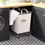Seville Classics Panier à Linge Commercial Robuste Toile Grise : Panier à Linge Portable avec Roues et Poignées Intégrées