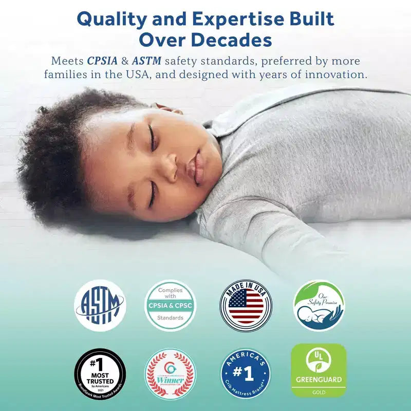 Matelas de lit de bébé et de tout-petit Sealy Cotton Cozy Rest 2 étapes : hypoallergénique, housse imperméable, sensation de fermeté, épaisseur de 14 cm