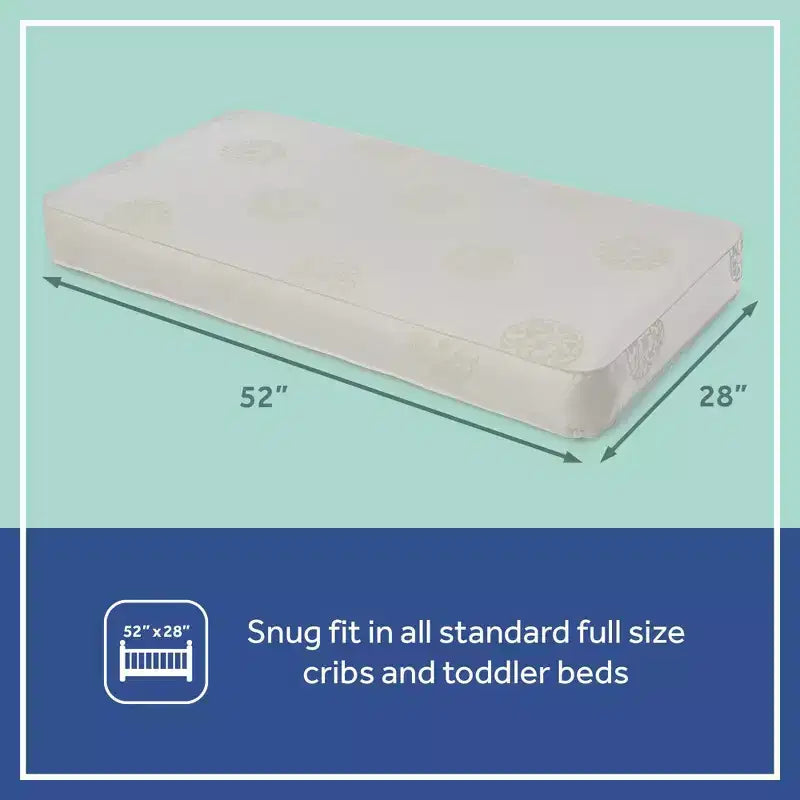 Matelas de lit de bébé et de tout-petit Sealy Cotton Cozy Rest 2 étapes : hypoallergénique, housse imperméable, sensation de fermeté, épaisseur de 14 cm