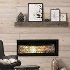 Grande étagère murale flottante rustique en bois gris de 8 po x 36 po - American Art Decor