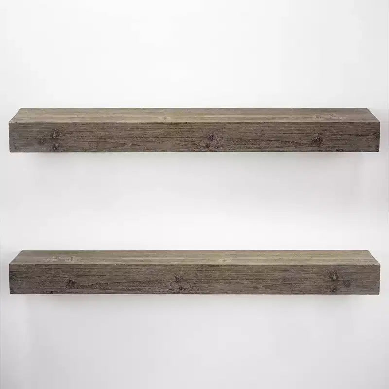 Grande étagère murale flottante rustique en bois gris de 8 po x 36 po - American Art Decor