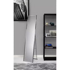 Miroir sur pied Alice de 59 po en argent - Adesso : Cadre en acier couleur champagne, moderne pleine longueur, aucun assemblage requis
