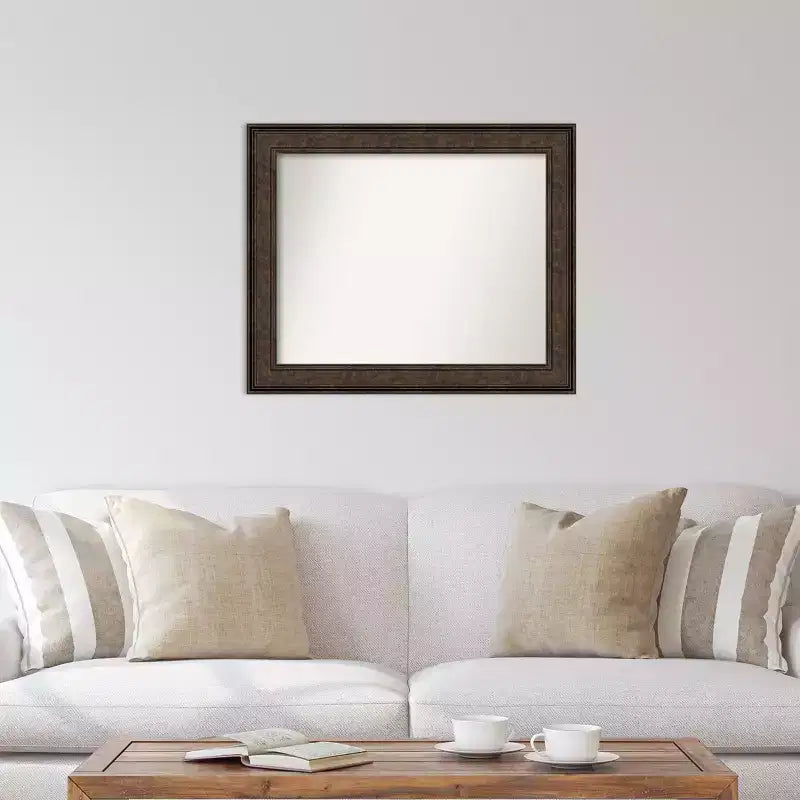 Amanti Art 34 po x 28 po. Miroir mural sans biseau Ridge Bronze : Rectangle, style moderne, cadre en polystyrène