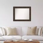 Amanti Art 34 po x 28 po. Miroir mural sans biseau Ridge Bronze : Rectangle, style moderne, cadre en polystyrène