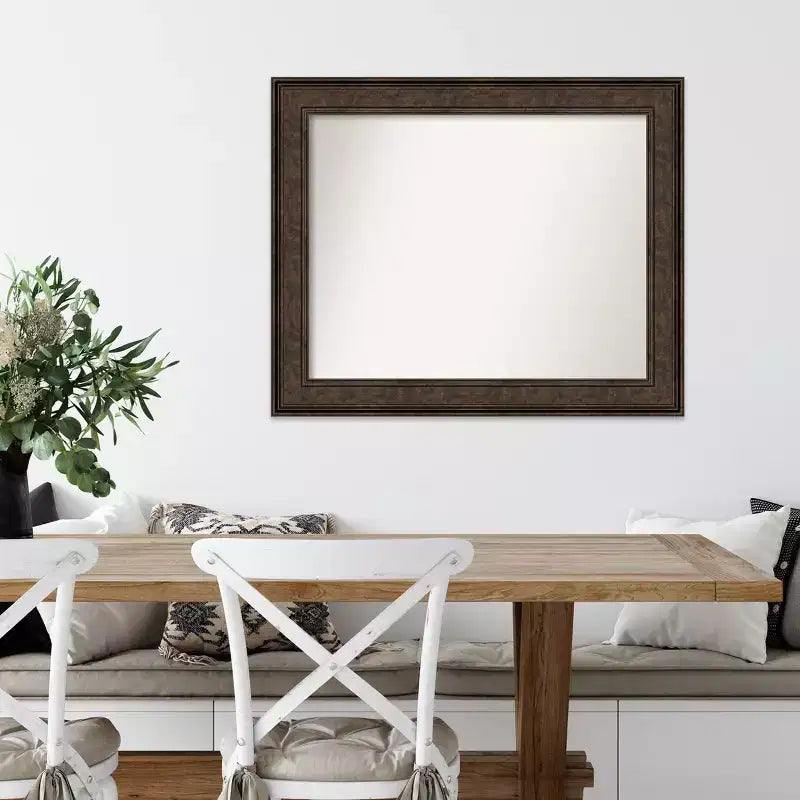 Amanti Art 34 po x 28 po. Miroir mural sans biseau Ridge Bronze : Rectangle, style moderne, cadre en polystyrène