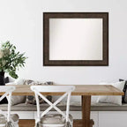 Amanti Art 34 po x 28 po. Miroir mural sans biseau Ridge Bronze : Rectangle, style moderne, cadre en polystyrène