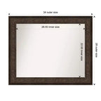 Amanti Art 34 po x 28 po. Miroir mural sans biseau Ridge Bronze : Rectangle, style moderne, cadre en polystyrène