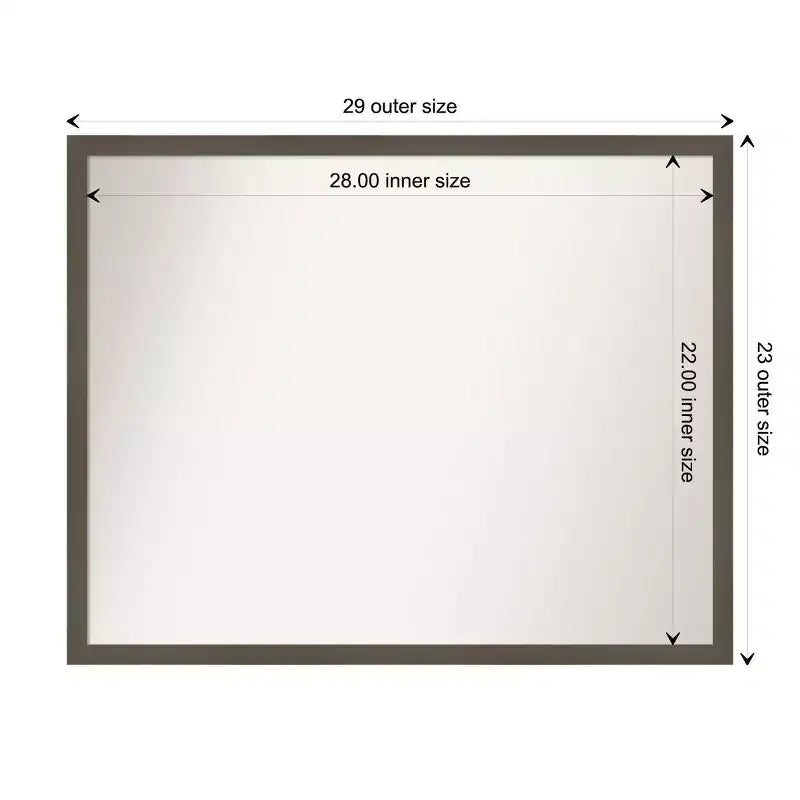 Miroir mural de salle de bain en bois gris argile Svelte non biseauté de 30 po x 24 po - Amanti Art