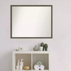 Miroir mural de salle de bain en bois gris argile Svelte non biseauté de 30 po x 24 po - Amanti Art