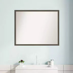 Miroir mural de salle de bain en bois gris argile Svelte non biseauté de 30 po x 24 po - Amanti Art