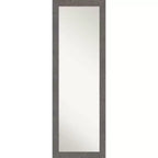 18" x 52" Non-Beveled Rustic Plank Gray Narrow Full Length on The Door Mirror - Amanti Art