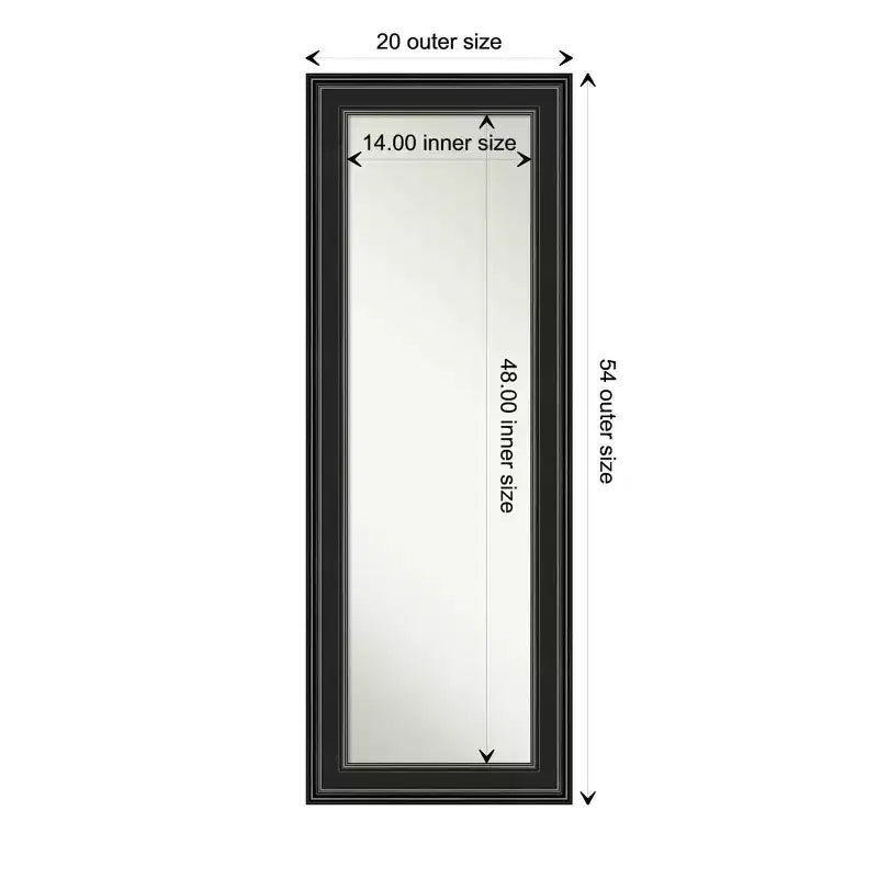 Miroir de porte pleine longueur sans biseau 20"x54" Ridge Black - Amanti Art : à suspendre sur la porte, aucun assemblage requis