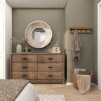 Miroir mural en bois 89x89 cm à effet blanchi crème - Olivia & May : Aucun assemblage requis, cadre en MDF, usage intérieur
