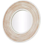Miroir mural en bois 89x89 cm à effet blanchi crème - Olivia & May : Aucun assemblage requis, cadre en MDF, usage intérieur