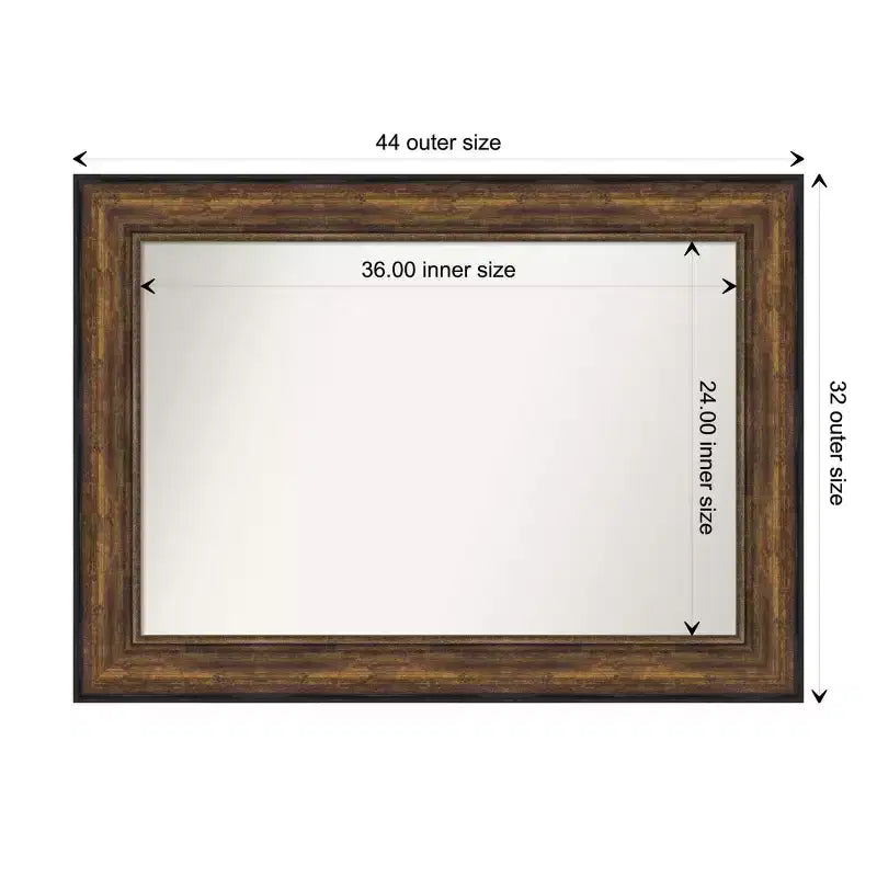 Miroir mural en bronze pour salle de bal de 44 po x 32 po sans biseau - Amanti Art : Cadre en polystyrène, Décor moderne