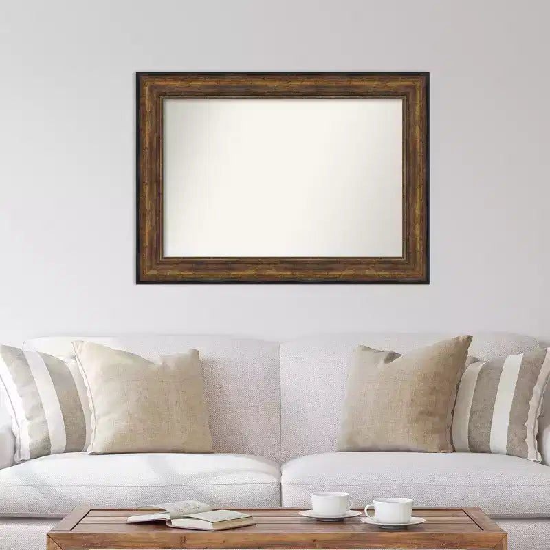 Miroir mural en bronze pour salle de bal de 44 po x 32 po sans biseau - Amanti Art : Cadre en polystyrène, Décor moderne