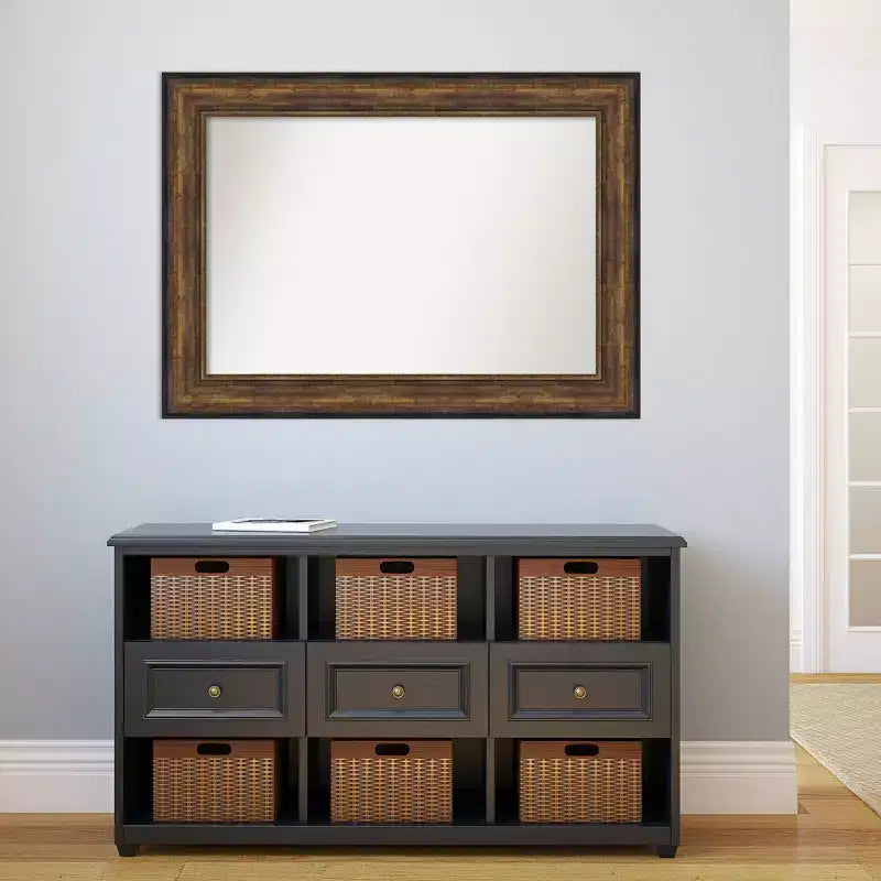 Miroir mural en bronze pour salle de bal de 44 po x 32 po sans biseau - Amanti Art : Cadre en polystyrène, Décor moderne