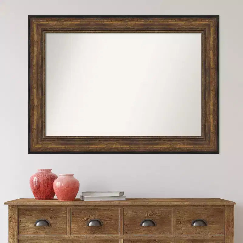 Miroir mural en bronze pour salle de bal de 44 po x 32 po sans biseau - Amanti Art : Cadre en polystyrène, Décor moderne
