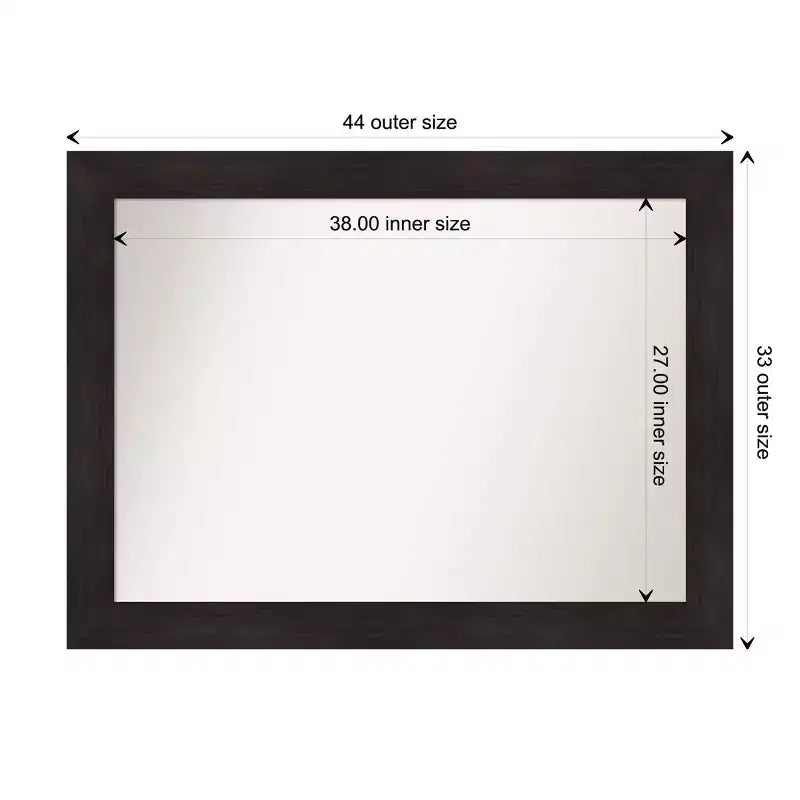 Miroir mural non biseauté Amanti Art 44x33" expresso : Décoration moderne, matériel de fixation inclus