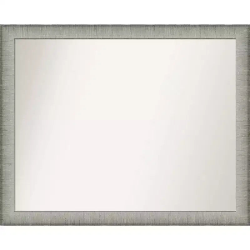 31" x 25" Non-Beveled Wall Mirror Brushed Pewter, Modern Vanity Decor - Amanti Art