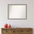 Miroir mural non biseauté 31 po x 25 po en étain brossé, décoration de coiffeuse moderne - Amanti Art