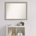 Miroir mural non biseauté 31 po x 25 po en étain brossé, décoration de coiffeuse moderne - Amanti Art