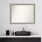 Miroir mural non biseauté 31 po x 25 po en étain brossé, décoration de coiffeuse moderne - Amanti Art