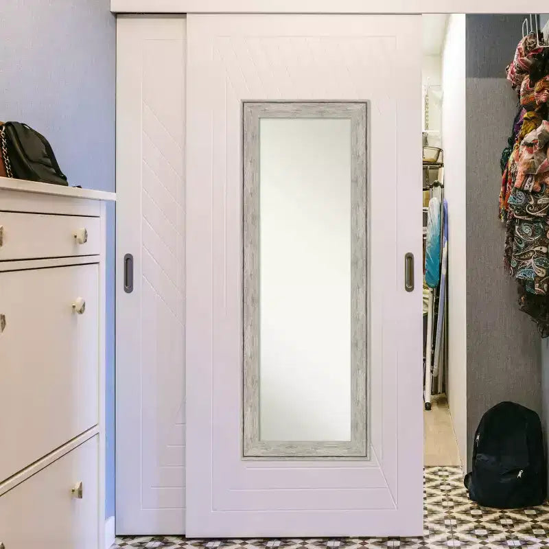 Miroir métallique de porte à cadre craquelé 19" x 53" - Amanti Art : Polystyrène Grand format, montage sur porte