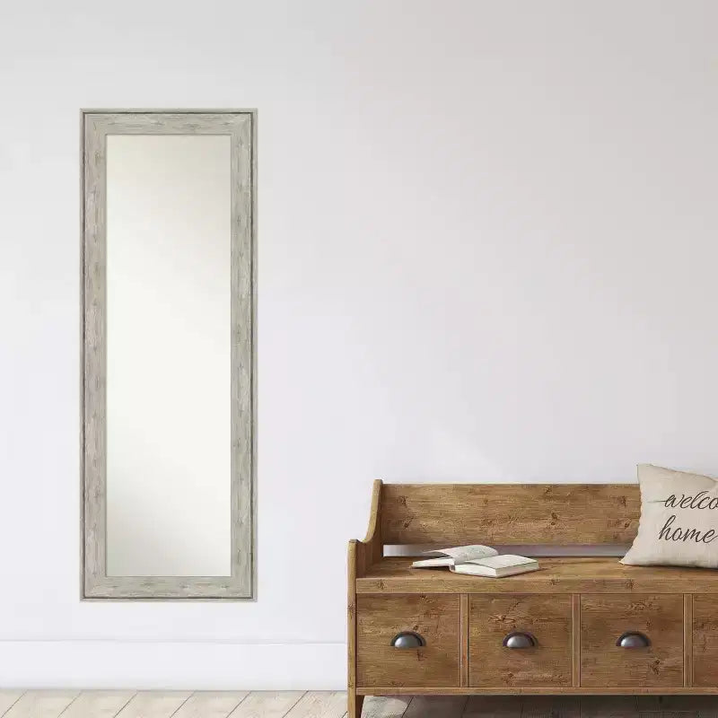 Miroir métallique de porte à cadre craquelé 19" x 53" - Amanti Art : Polystyrène Grand format, montage sur porte