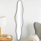 Miroir mural ondulé abstrait mince en métal noir de 59 po x 12 po – Olivia & May : Style contemporain, aucun assemblage requis, quincaillerie incluse