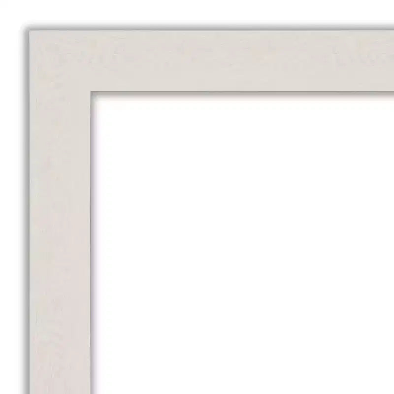 Miroir mural étroit rustique blanc sans biseau de 40" x 28" - Amanti Art : Quincaillerie de montage incluse