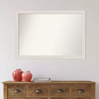 Miroir mural étroit rustique blanc sans biseau de 40" x 28" - Amanti Art : Quincaillerie de montage incluse