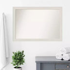 Miroir mural étroit rustique blanc sans biseau de 40" x 28" - Amanti Art : Quincaillerie de montage incluse