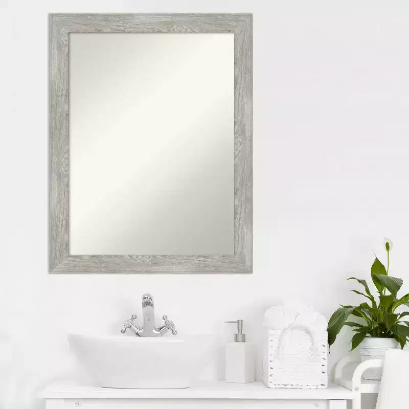 Miroir mural étroit non biseauté pour meuble-lavabo, 22 po x 28 po, couleur Dove - Amanti Art