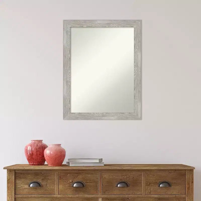 Miroir mural étroit non biseauté pour meuble-lavabo, 22 po x 28 po, couleur Dove - Amanti Art