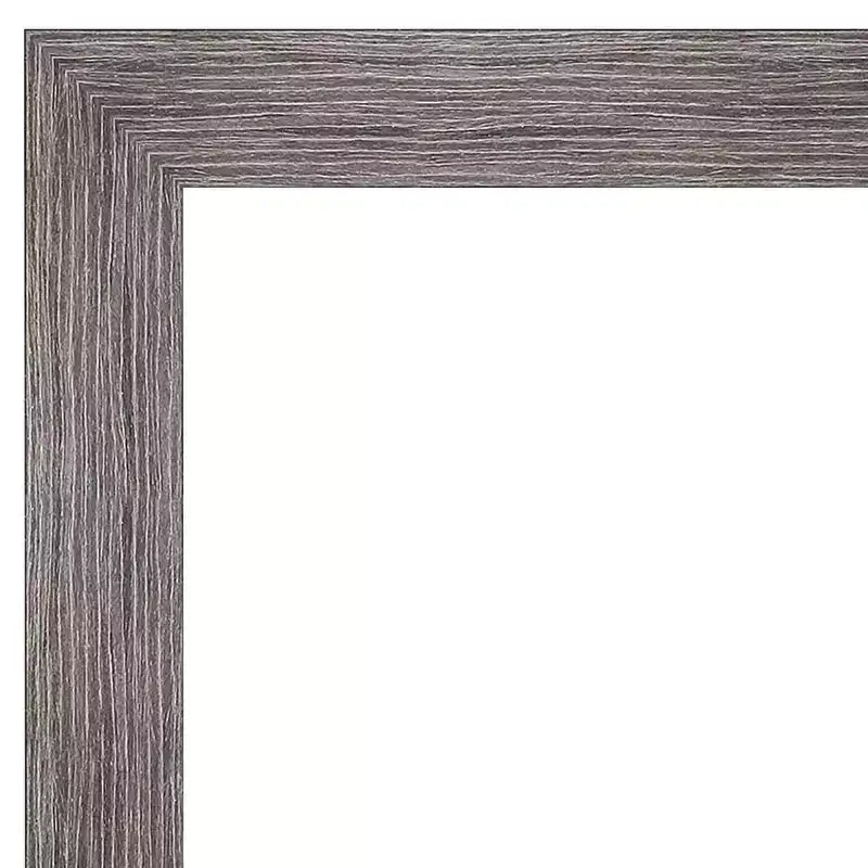 Miroir Mural de Salle de Bain Étroit Amanti Art 32" x 26" à Lattes Fines Gris Non Biseauté : Rectangle Moderne, Cadre en Polystyrène, Fixation Murale