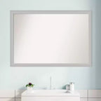 Miroir mural de salle de bain en bois non biseauté à faible lustre de 39 po x 27 po argenté - Amanti Art : Rectangle moderne, à fixer au mur, quincaillerie incluse