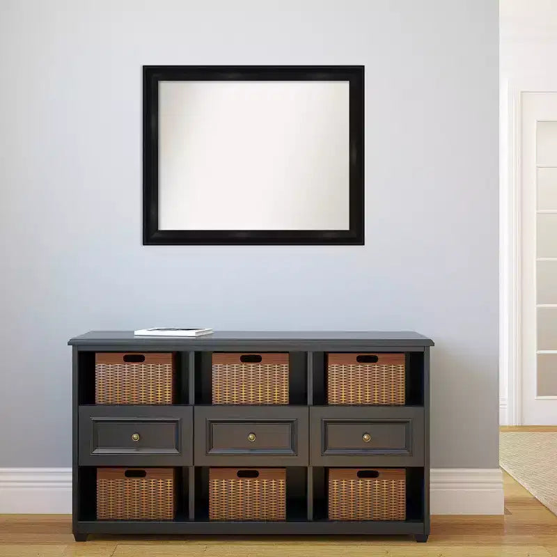 Miroir mural étroit Amanti Art 32" x 26" sans biseau Grand Black