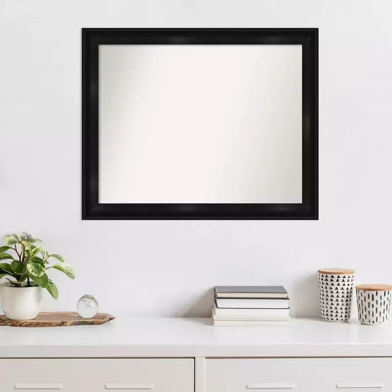 Miroir mural étroit Amanti Art 32" x 26" sans biseau Grand Black