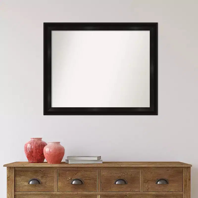 Miroir mural étroit Amanti Art 32" x 26" sans biseau Grand Black