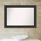 Miroir mural de salle de bain noir tuxedo sans biseau 41" x 29" - Amanti Art : Rectangulaire moderne, cadre en polystyrène, à fixer au mur