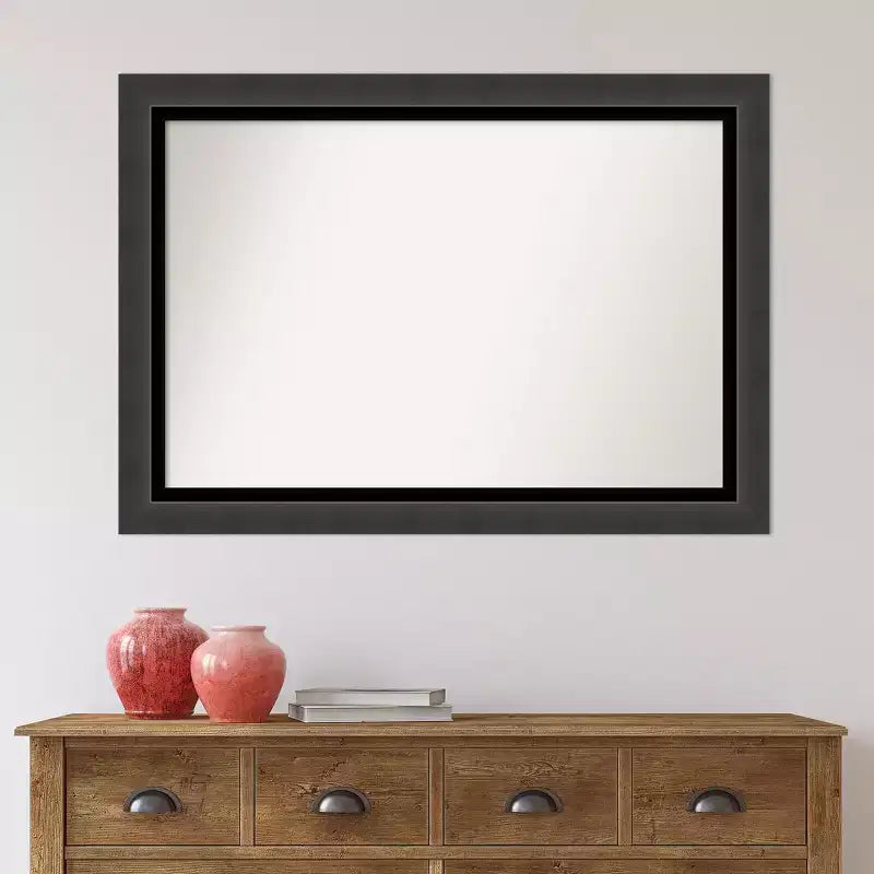 Miroir mural de salle de bain noir tuxedo sans biseau 41" x 29" - Amanti Art : Rectangulaire moderne, cadre en polystyrène, à fixer au mur