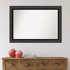 Miroir mural de salle de bain noir tuxedo sans biseau 41" x 29" - Amanti Art : Rectangulaire moderne, cadre en polystyrène, à fixer au mur