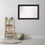 Miroir mural de salle de bain noir tuxedo sans biseau 41" x 29" - Amanti Art : Rectangulaire moderne, cadre en polystyrène, à fixer au mur