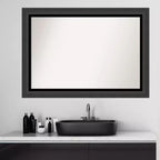 Miroir mural de salle de bain noir tuxedo sans biseau 41" x 29" - Amanti Art : Rectangulaire moderne, cadre en polystyrène, à fixer au mur