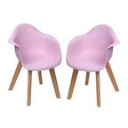 Gift Mark Lot de 2 Chaises pour Enfants avec Assise en Plastique Moderne et Pieds en Hêtre Rose