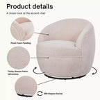 Fauteuil baril pivotant Roundhill Furniture Galleria 360 en similicuir sherpa