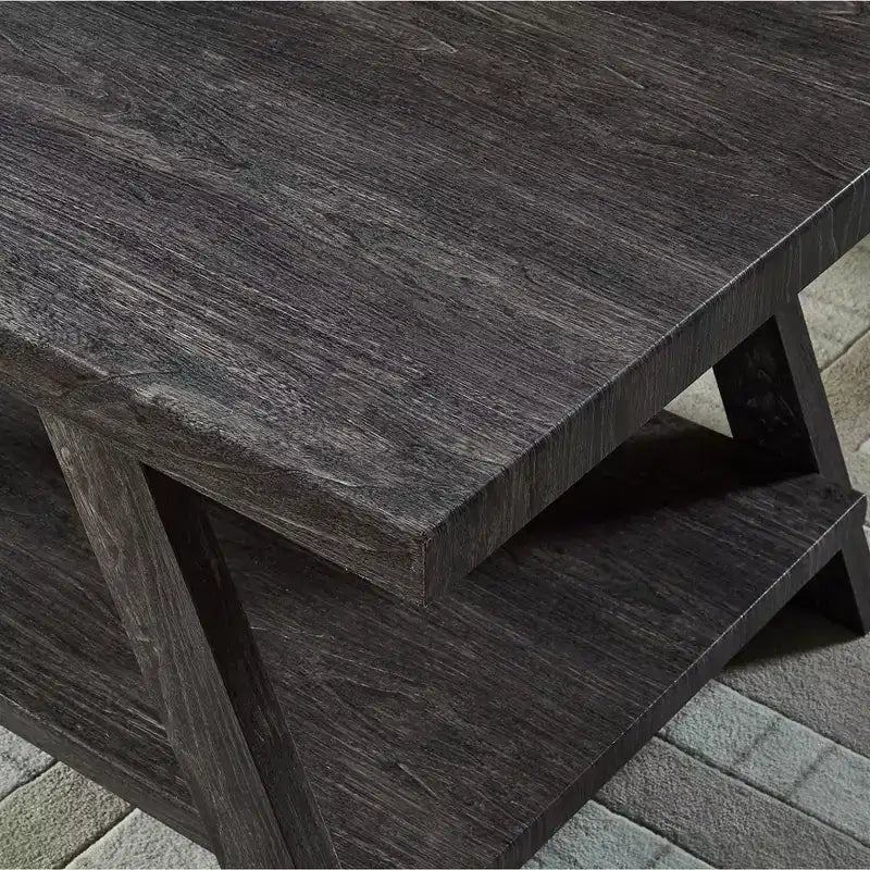 Table d'appoint avec étagère en bois répliqué contemporaine Roundhill Furniture Athens en finition anthracite