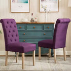 Chaise de salle à manger Parsons capitonnée en bois massif Roundhill Furniture Habit, violet, lot de 2